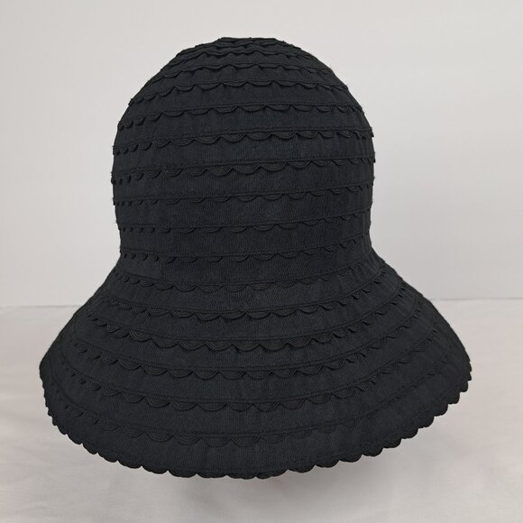 San Diego Hat Company Black Ribbon Braided Sun Hat Scalloped Edge - Picture 8 of 14